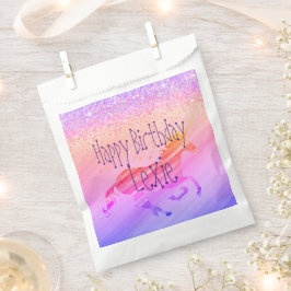 グリティラベンダーピンクユニコーン誕生日カスタム フェイバーバッグ