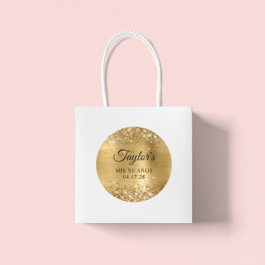 グリティリーゴールドフォイルMis XV Anos誕生日 ラウンドシール