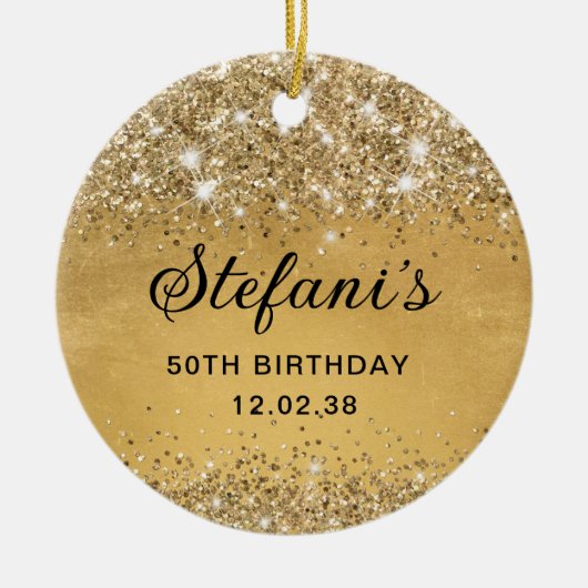 グリティリーソフトゴールドフォイル65誕生日クラシック セラミックオーナメント (正面)