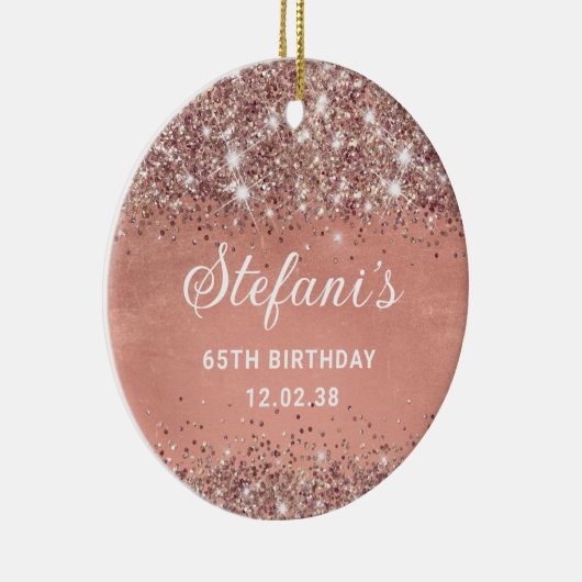 グリティリーソフトバラゴールドフォイル65誕生日クラシック セラミックオーナメント (右)