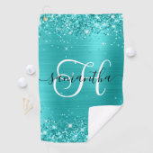 グリティリーターコイズブルーグラムモノグラムの ゴルフタオル (インサイチュ)