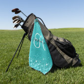 グリティリーターコイズブルーグラムモノグラムの ゴルフタオル (グリーン)