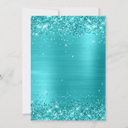 グリティリーターコイズブルーフォイルスウィート16 招待状 (裏面)