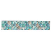 グリティリーティール（緑がかった色）マーメイドテールシはかりで測ェルプリント ミディアムテーブルランナー (横)