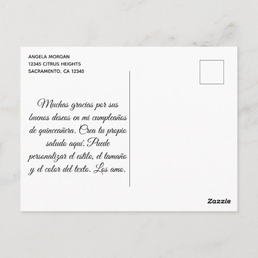 グリティリーバラゴールドフォイルキンセアニラムチャスグラシアス ポストカード (裏面)