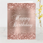 グリティリーバラゴールドフォイルビッグハッピーバースデー カード (黄色い花)