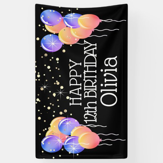 グリティリーブライトパステルズガールズハッピーバースデー 横断幕 (縦)