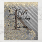 グリティリー金ゴールドシルバーマンダラパーソナライズされた誕生日 ワインラベル (シングルラベル)