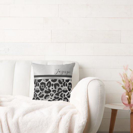 グリティルシルバーレオパードサファリプリント クッション (ソファ)