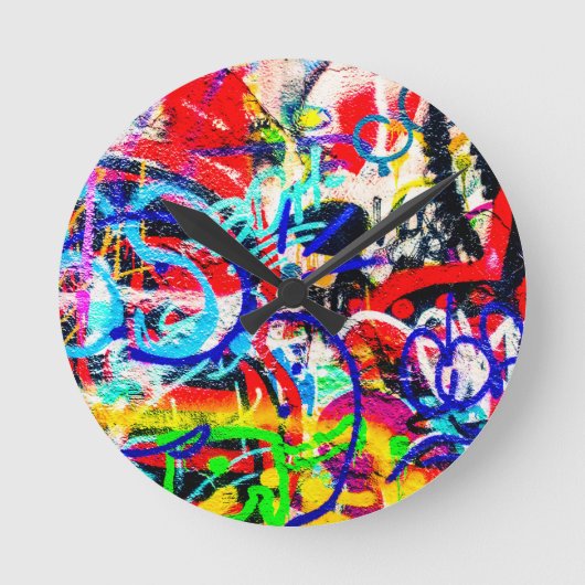 グリティ熱狂するグラフィティ ラウンド壁時計 (正面)