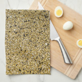 グリティ金ゴールドグリッタースパークル キッチンタオル (四つ折り)