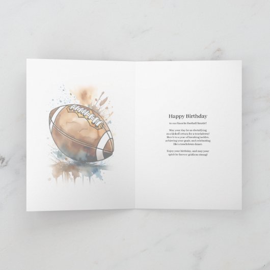 グリディロンサッカー水の色スプラッシュ誕生日カード カード (内部)