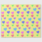 グリディングハート – 組み合わせパステルカラー、黄色 ラッピングペーパー (フラット)