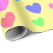 グリディングハート – 組み合わせパステルカラー、黄色 ラッピングペーパー (ロールコーナー)