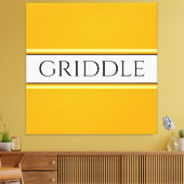 グリドルブライトゴールデンイエローホワイトストライプ文字 キャンバスプリント (インサイチュ (リビング))