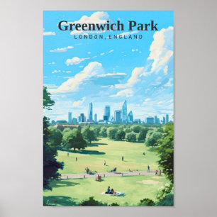 グリニッジパークロンドンイングランドアートヴィンテージトラベル ポスター