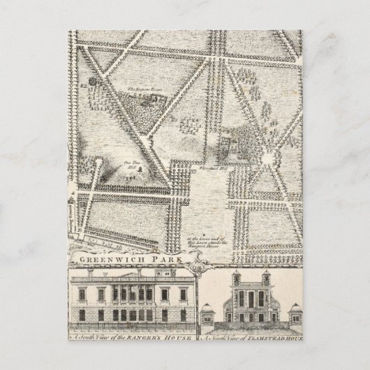 グリニッジ公園の地図 ポストカード (正面)
