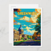 グリニッジ・ロンドン・イングランド・ヴィンテージ旅行 ポストカード (正面/裏面)