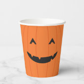グリニングパンプキンハロウィーンのカボチャのちょうちん顔オレンジブラック 紙コップ (裏面)