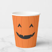 グリニングパンプキンハロウィーンのカボチャのちょうちん顔オレンジブラック 紙コップ (正面)