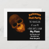 グリニング金ゴールドスカルオンブラック招待状 ポストカード (正面/裏面)