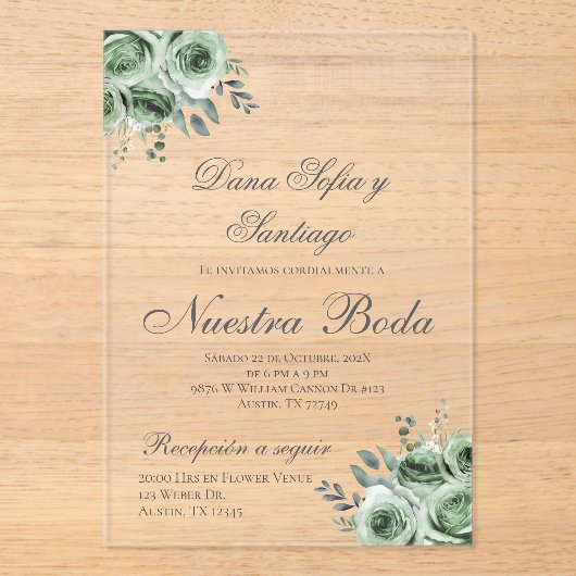 グリネリスペインのー結婚のアクリル招待状 アクリル招待状 (正面)