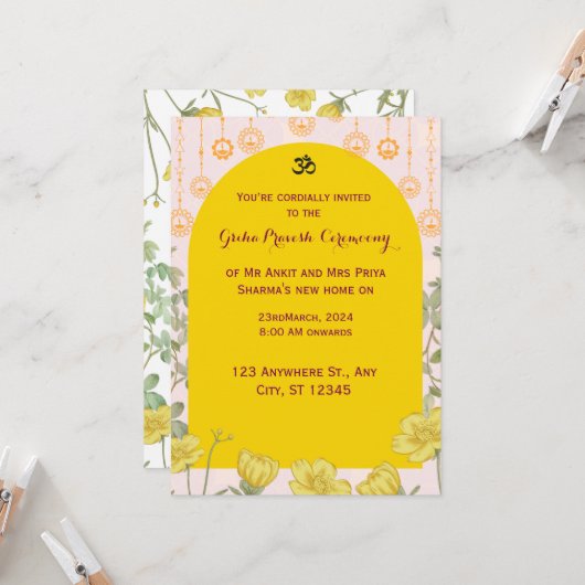 グリハプラヴェシュ招待状 招待状 (正面/裏面インサイチュ)