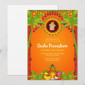 グリハプラヴェーシャム招待状 インドの新築祝い招待状 招待状 (正面/裏面)