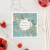 グリパーソナライズされたンググレー白花模様 スタンダードカクテルナプキン (インサイチュ)