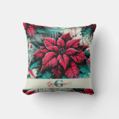 グリパーソナライズされたンジーポインセチアフローラグラフィティ クッション (正面)