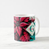 グリパーソナライズされたンジーポインセチアフローラグラフィティ コーヒーマグカップ (正面右)