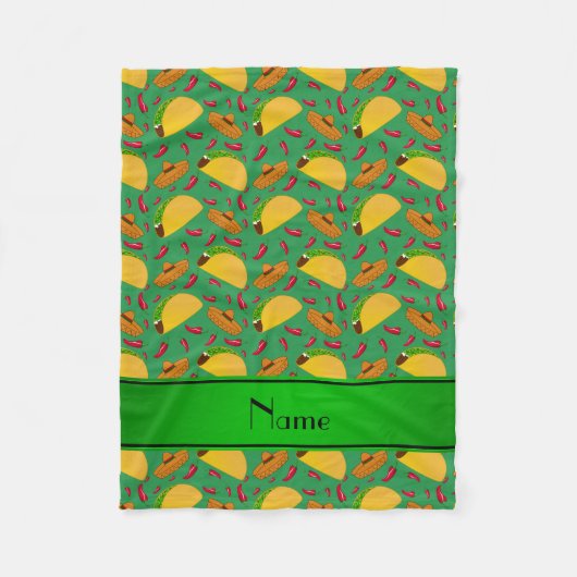 グリパーソナライズされたーンタコスソンブレロスチリと名付ける フリースブランケット (正面)
