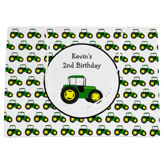 グリパーソナライズされたーントラクタ大抱き枕 ラージペーパーバッグ (正面)