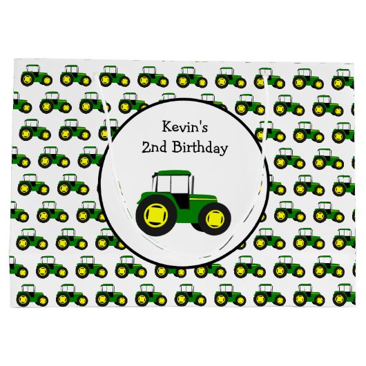 グリパーソナライズされたーントラクタ大抱き枕 ラージペーパーバッグ (裏面)