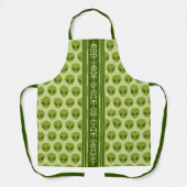グリフにあなたの名前と可愛いグリーンエイリアンパターン エプロン (正面)