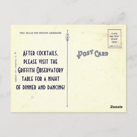 グリフィス展望台結婚の護衛カードはがき ポストカード (裏面)