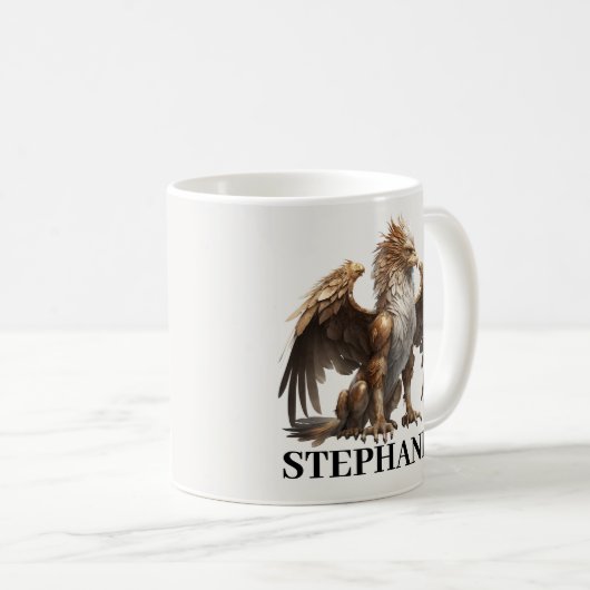 グリフィパーソナライズされたングリフィンファンタジー生物 コーヒーマグカップ (正面右)