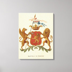 グリフィンおよびライオンが付いている荘厳なHeraldicバッジ キャンバスプリント
