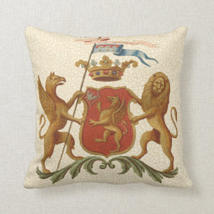 グリフィンおよびライオンが付いている荘厳なHeraldicバッジ クッション