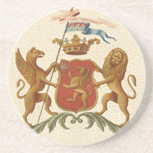 グリフィンおよびライオンが付いている荘厳なHeraldicバッジ コースター