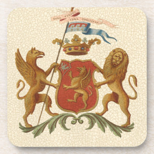 グリフィンおよびライオンが付いている荘厳なHeraldicバッジ コースター
