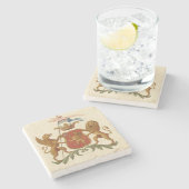 グリフィンおよびライオンが付いている荘厳なHeraldicバッジ ストーンコースター (横)