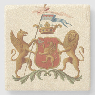 グリフィンおよびライオンが付いている荘厳なHeraldicバッジ ストーンコースター