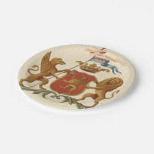 グリフィンおよびライオンが付いている荘厳なHeraldicバッジ ペーパープレート