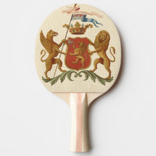 グリフィンおよびライオンが付いている荘厳なHeraldicバッジ 卓球ラケット