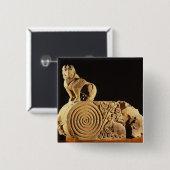 グリフィンとの淡黄色の砂岩architrave、Sanchi、MP 缶バッジ (正面&裏面)