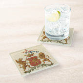 グリフィンとライオンを備えた堂々とした紋章 ガラスコースター (アングル)