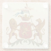 グリフィンとライオンを備えた堂々とした紋章 ガラスコースター (裏面)