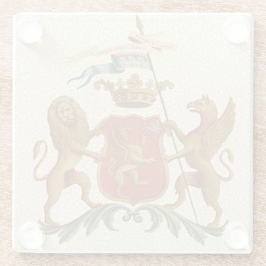 グリフィンとライオンを備えた堂々とした紋章 ガラスコースター (裏面)