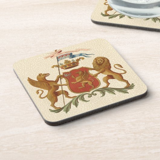 グリフィンとライオンを備えた堂々とした紋章 コースター (左側)